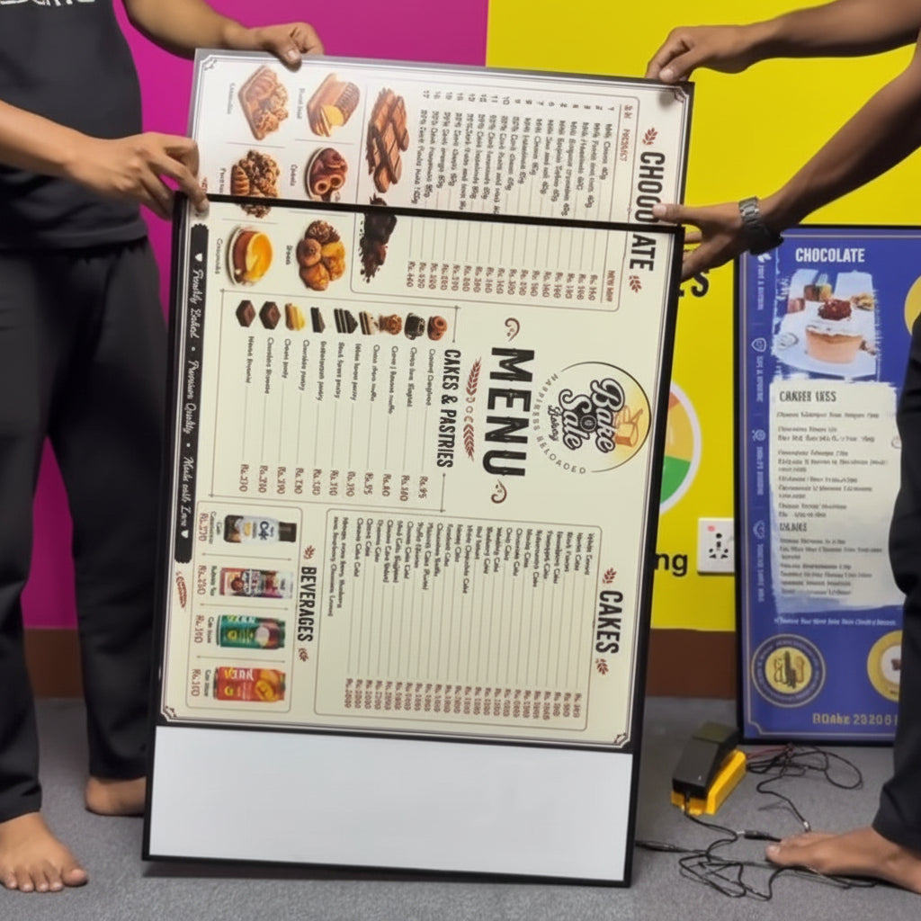 LED Menu Board With Adjustable Paper | Illuminated Hanging Café Menu Display