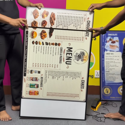 LED Menu Board With Adjustable Paper | Illuminated Hanging Café Menu Display