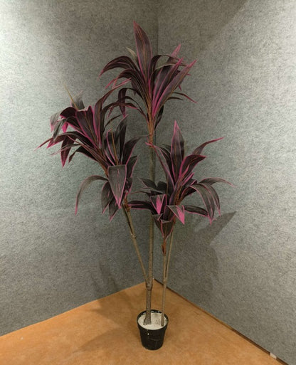 Cordyline Red Sister Fake Plants with Black Planter, Artificial Plants Indoor Decor, Hawaiian Plant 