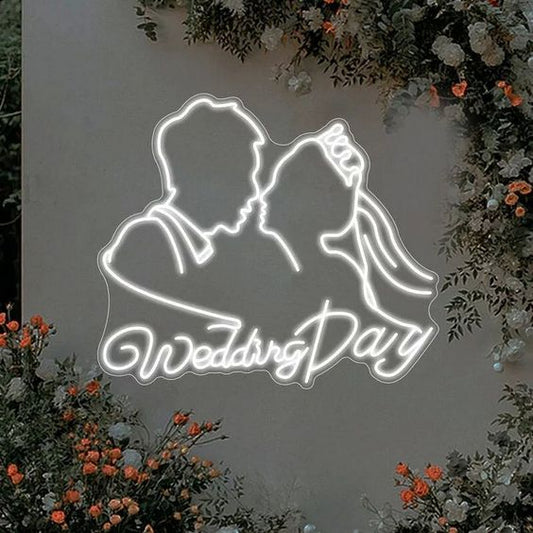 Couple Wedding Day Neon art sign LED strip Custom Neon Sign Customized Neon Light Wall Decor Gifting Neon Sign Ideas Led Neon Light Sign For Wall Decors Customized Neon Light Sign Neon Decorative Idea New Creative Neon Floro neon light custom neon sign light LED Light