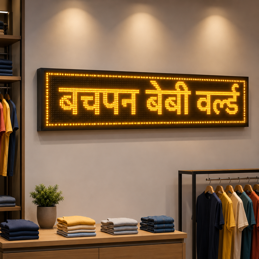 Premium illuminated Hindi LED display sign board for shops and business branding