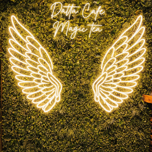 Personalized LED angel wings neon sign with acrylic backboard for event and commercial décor