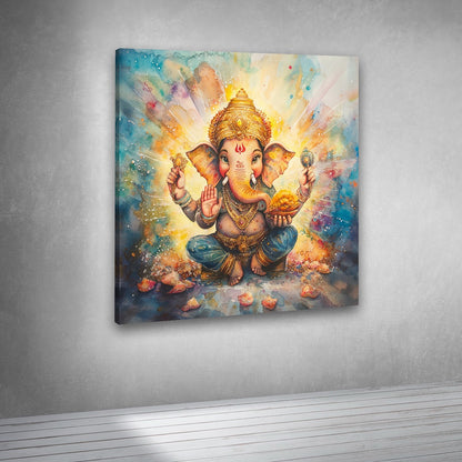 Colorful Ganesha painting canvas print for contemporary spiritual interiors