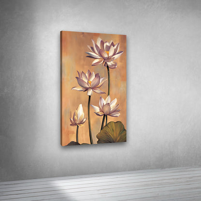 Elegant lotus floral wall art painting for living room bedroom decor