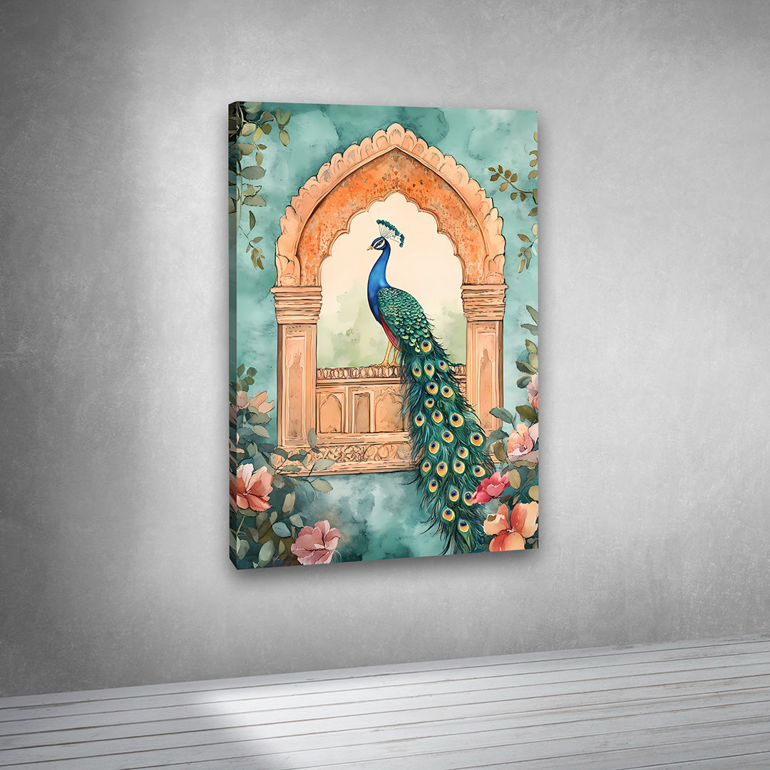 Elegant peacock painting wall decor for living room and modern interiors