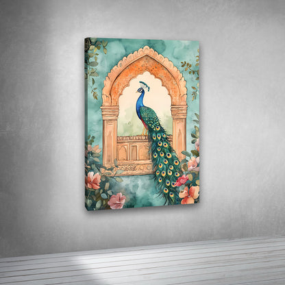 Elegant peacock painting wall decor for living room and modern interiors