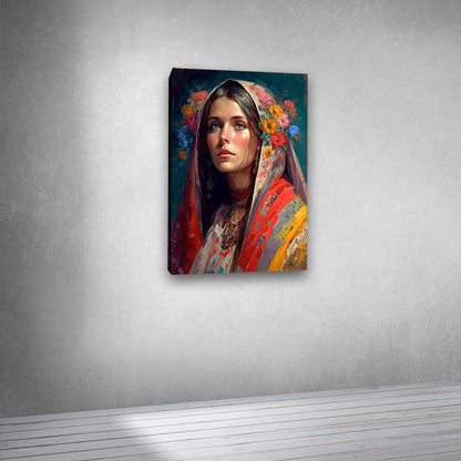 Large artistic female portrait wall art canvas painting for luxury interiors