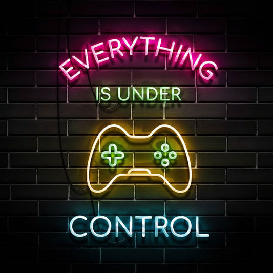 Multicolor gaming neon wall sign with game controller for bedroom and game room decor