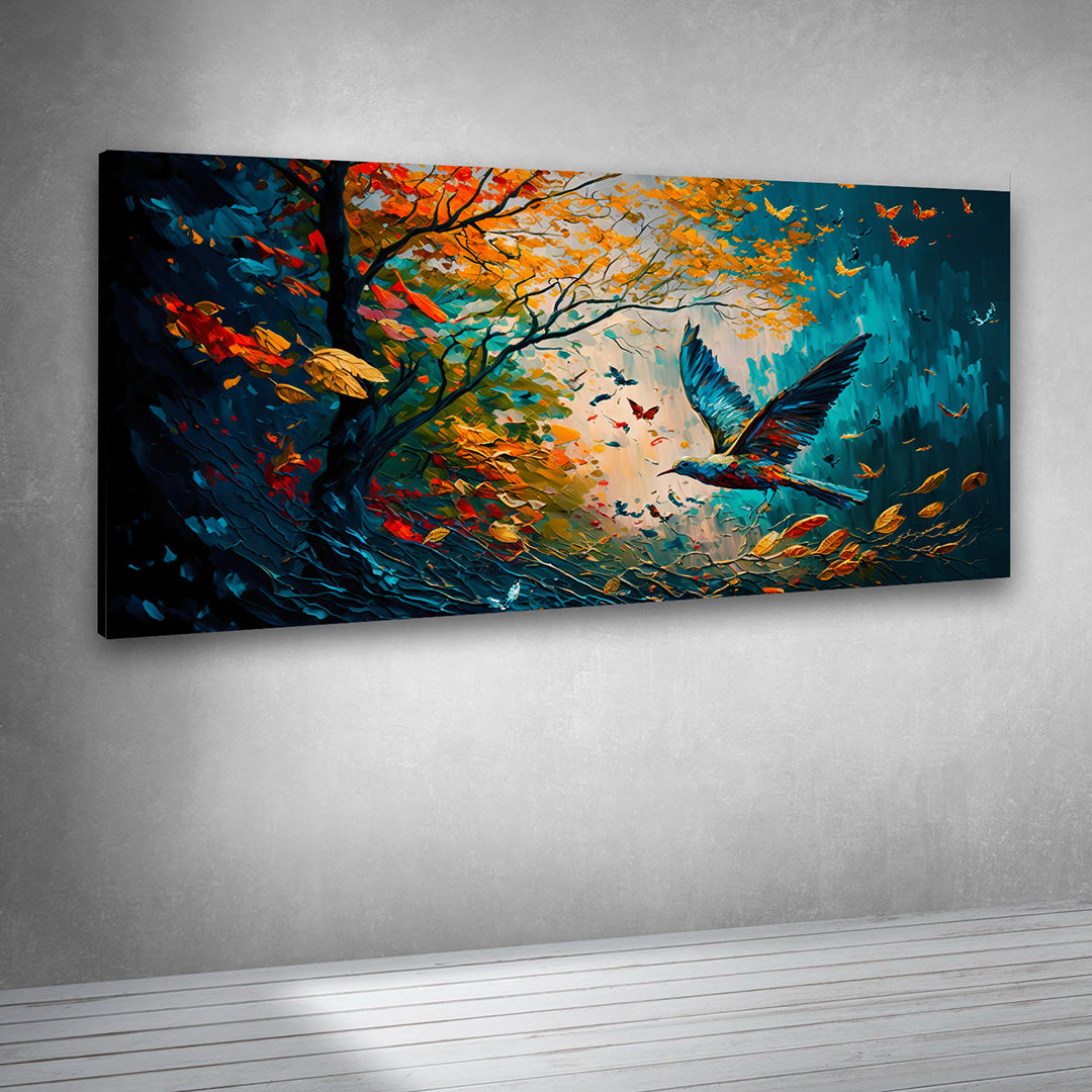 Colorful bird nature artwork canvas print for contemporary interiors