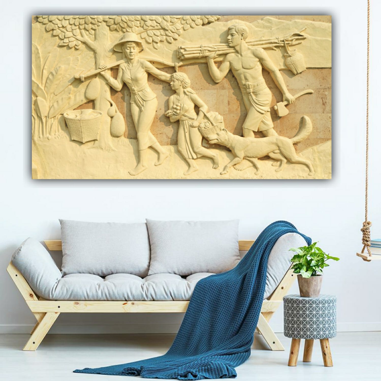 3D Canvas Painting A Farmer's Family Wall Frame for Living Room Wall Decoration 