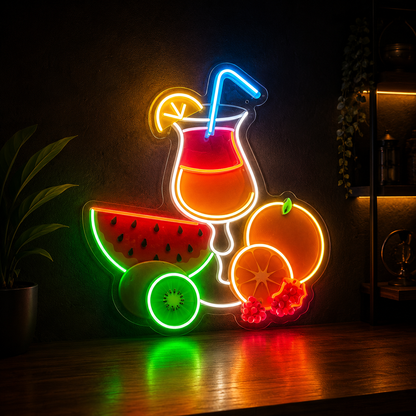 Colourful cocktail and fruit LED neon light for restaurant, juice bar, and home wall decoration