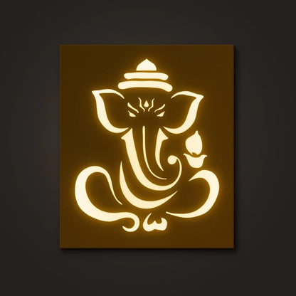Ganpati Ji Lord Krishna LED Acrylic Wall Decor for Living Room (12x18 In)