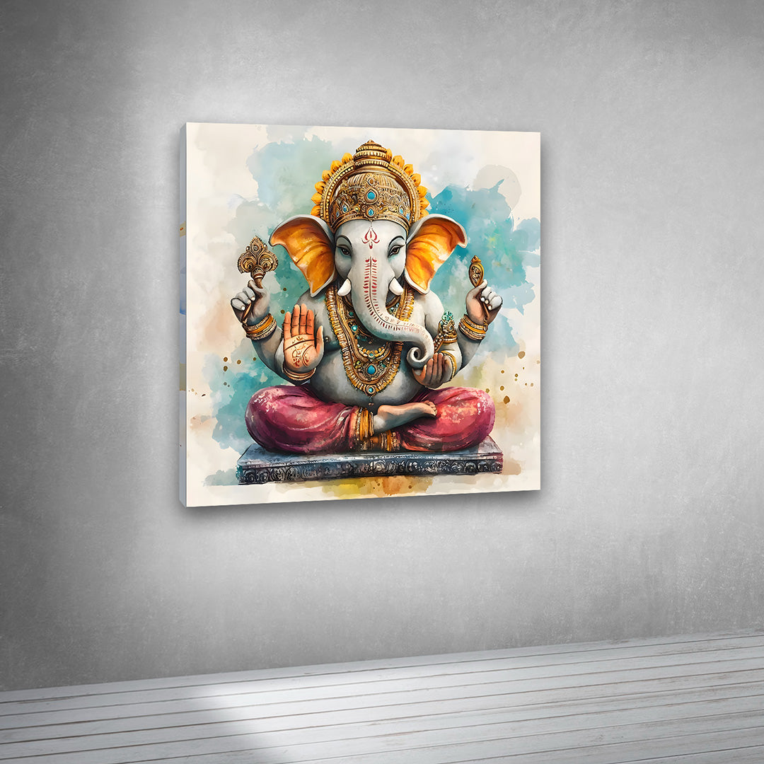 Ganpati canvas wall painting large size spiritual wall decor for home and office