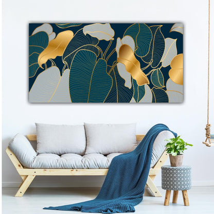 Beautiful Canvas Painting Monstera Leaves Wall Painting Frame for Living Room