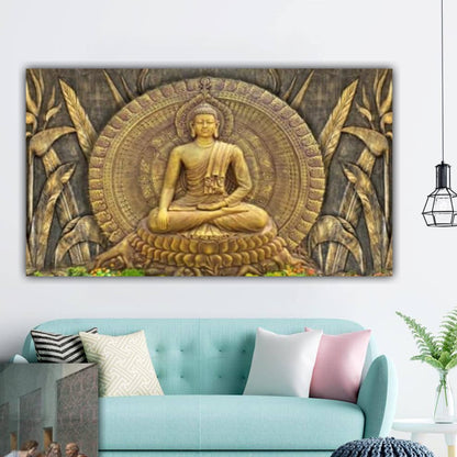 Buddha Gold Canvas Wall painting Frame for Living Room Wall Decor | Gifting