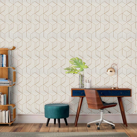 Self Adhesive Peel Stick 45 x 300 cm Waterproof Hexagon Wallpaper Wall Sticker for Living Room Hall Bedroom Decoration PVC Vinyl DIY Wall Stickers