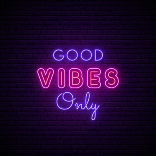 Good Vibes Only Neon Sign | Custom Neon Sign | Neon for Wall Decor Neon sign with 'Good Vibes Only' text on a dark brick wall background