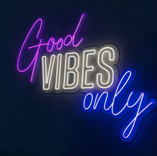 Multicolor Good Vibes Only neon wall sign for bedroom cafe and modern decor