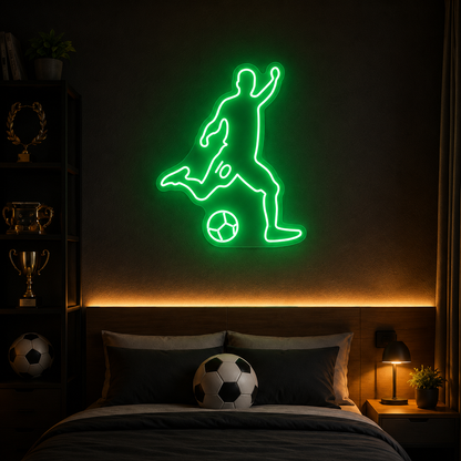 Modern soccer player LED neon wall light for football academy, sports bar, bedroom and entertainment room
