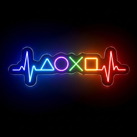 Multicolor heartbeat neon wall sign for gaming room bedroom and modern decor