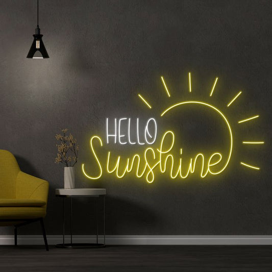 Hello Sunshine Sun Neon art sign LED strip Custom Neon Sign Customized Neon Light Wall Decor Gifting Neon Sign Ideas Led Neon Light Sign For Wall Decors, Customized Neon Light Sign Neon Decorative Idea Creative Ideas for Neon Light Business Neon Light