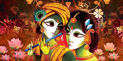 Hindu God Radha Krishna Wallpaper | Peel & Stick Adhesive Mural