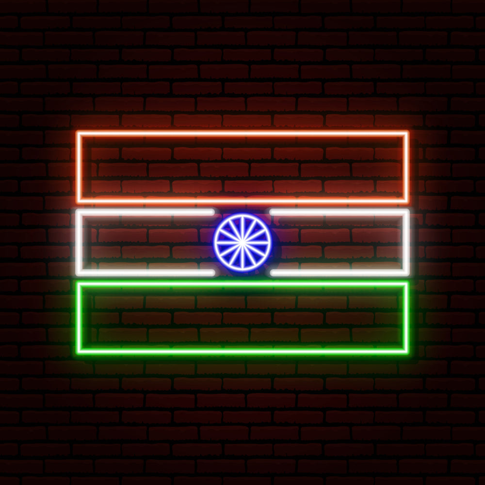Beautiful Led Neon Light Sign Indian Flag Wall Decor | (20 by 20 Inches)