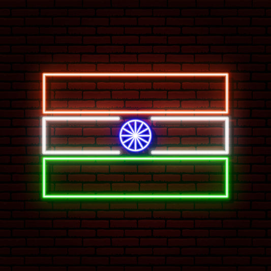Beautiful Led Neon Light Sign Indian Flag Wall Decor | (20 by 20 Inches)