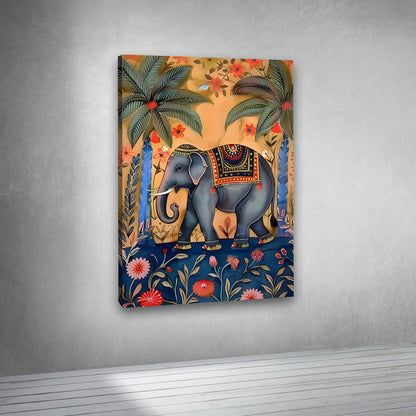 Indian style elephant painting wall decor for living room and interior styling