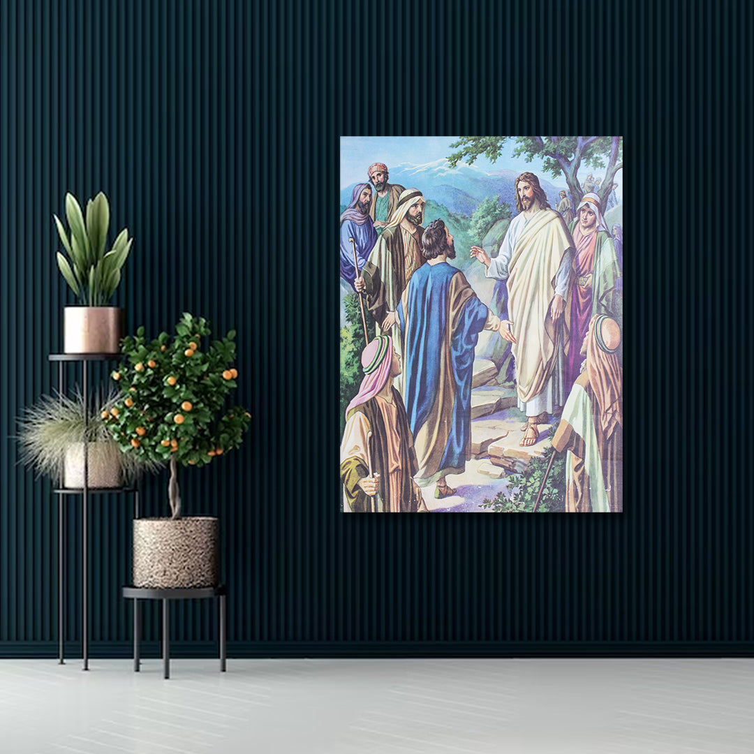 Jesus Teaching Disciples Canvas Wall Art for Spiritual Home Décor