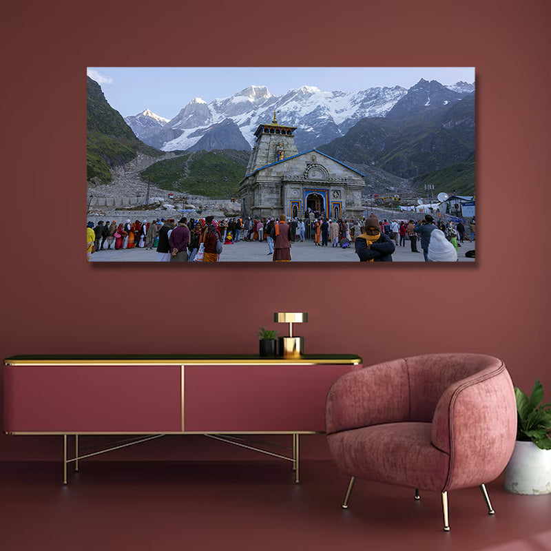 Himalayan temple landscape painting canvas print for contemporary interiors