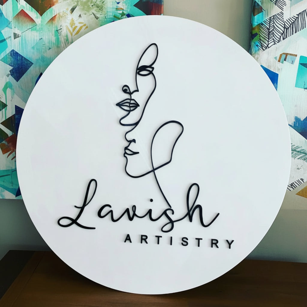 Custom Name Round Acrylic Sign Board | Personalized 3D Metallic Script Display Sign for Wedding, Event & Home Decor