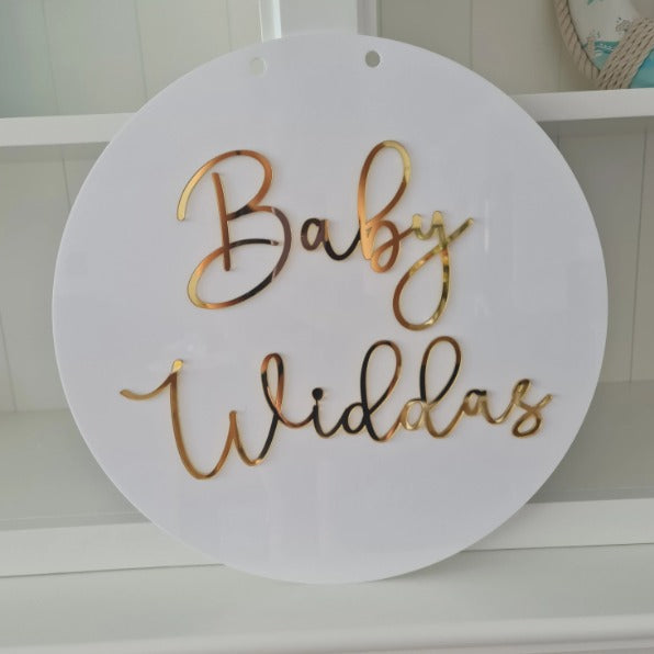 Custom Acrylic Sign Board | Personalized 3D Gold Letter Round Sign for Baby Celebration & Event Decor