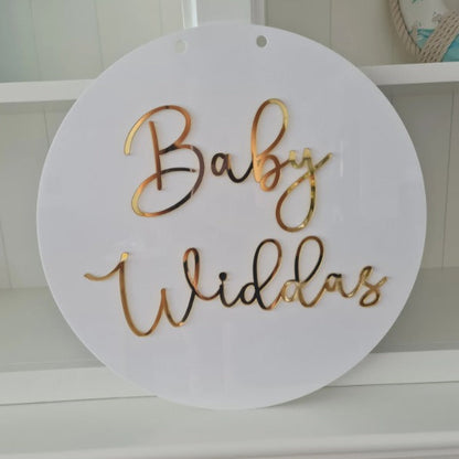 Custom Acrylic Sign Board | Personalized 3D Gold Letter Round Sign for Baby Celebration & Event Decor