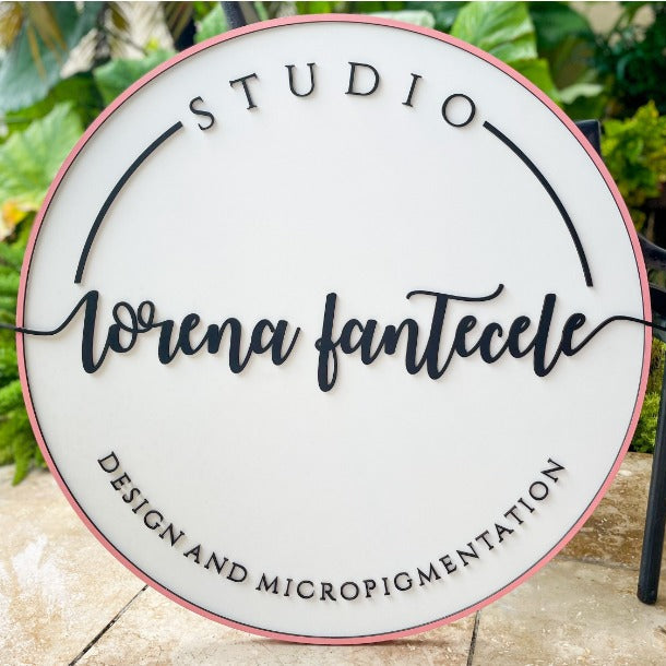 Acrylic Logo Sign Board | Custom Printed Round Wall Sign for Studio, Salon & Business Branding