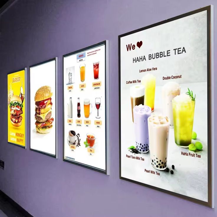 LED Menu Board Adjustable Paper | Backlit Digital-Style Food Menu Display