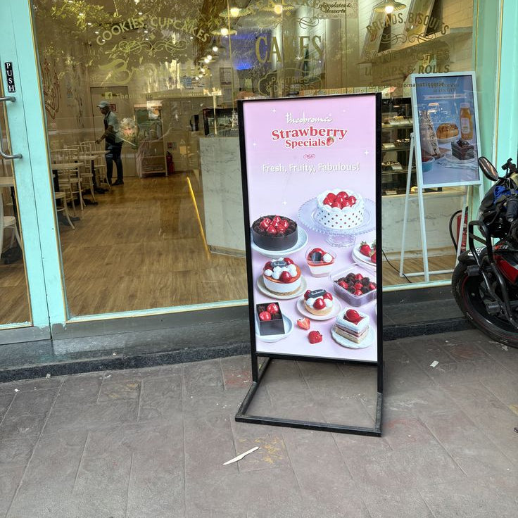 LED Menu Board With Adjustable Paper | Floor Standing Restaurant & Food Display