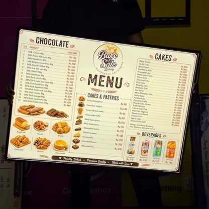 LED Menu Board Adjustable Paper | Illuminated Restaurant & Food Advertising Display
