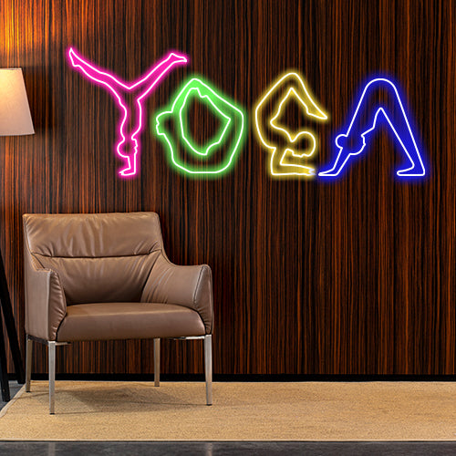 Beautiful Neon Light Wall Decors Yoga Postures Neon Light Wall Decorative