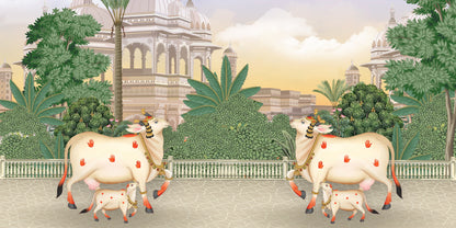 Rajasthani Pichwai Cow Art Painting for Living Room Decor