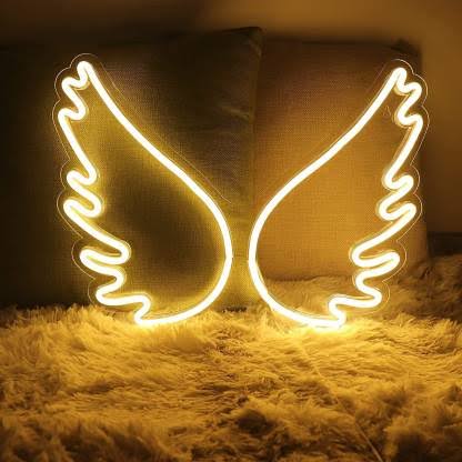 Led Neon Light Sign Wings Feather | Custom Neon Sign | (36 by 36 Inches)