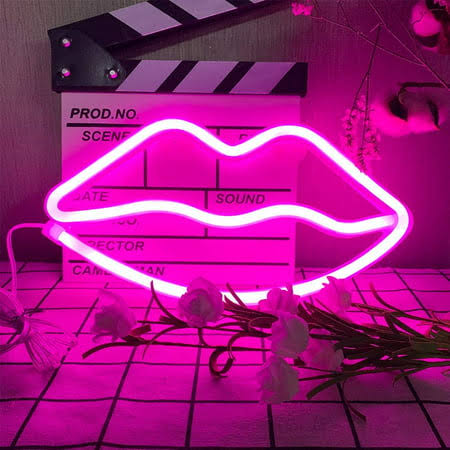 Beautiful Neon Light Sign Lips Logo Icon | Custom Neon Sign