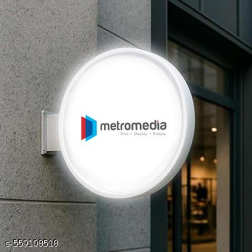 Accepted Here LED Sign Board Round Light Box for Shop, Retail Store & Business Payment Display