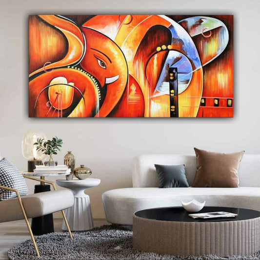 Lord Ganesh Canvas Painting Frame for Living Room Wall Decor