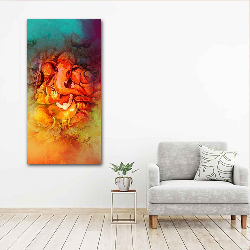 Lord Ganesha abstract canvas wall art for modern living room décor