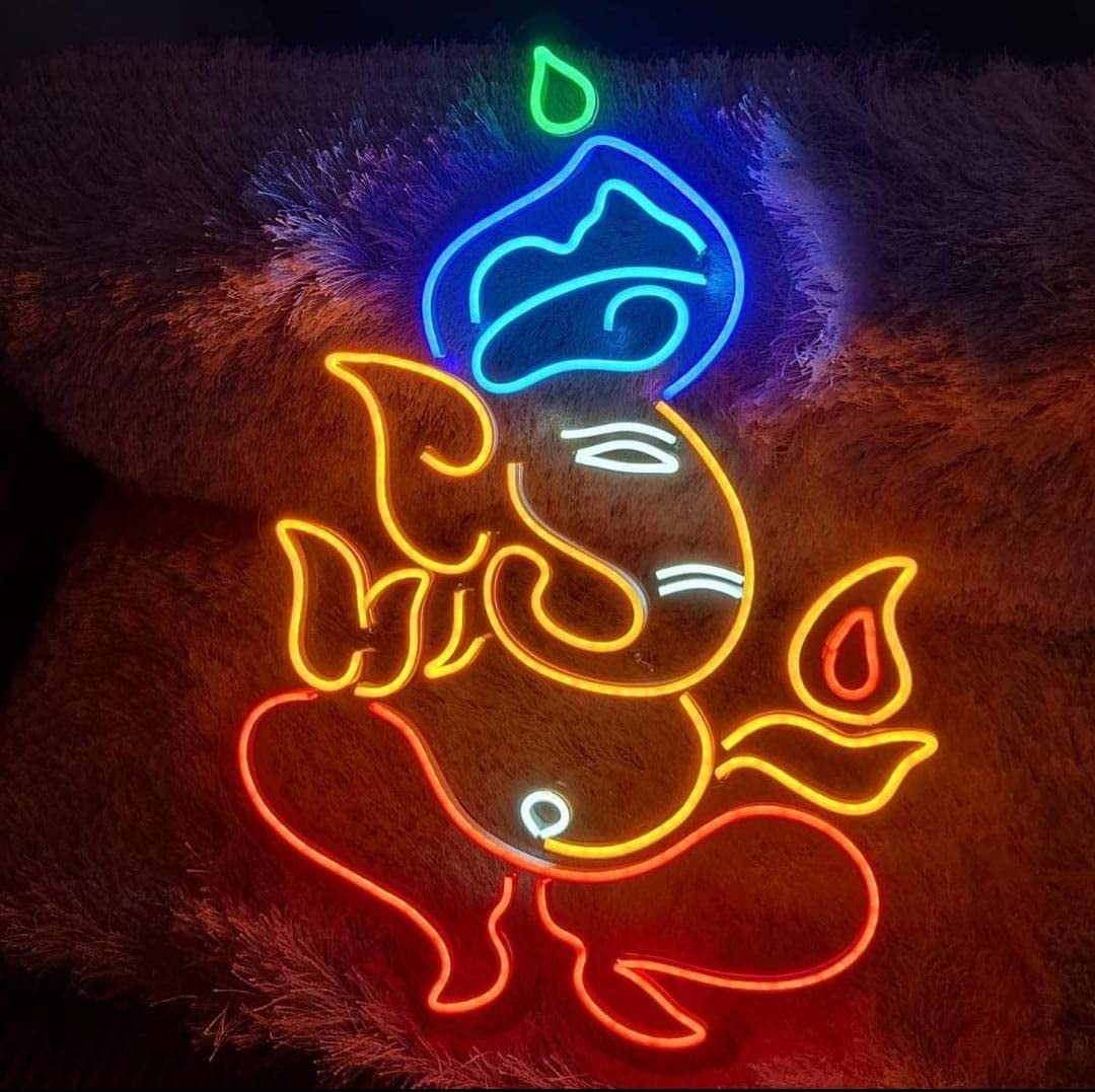 Lord Ganesha Led Neon Light Sign Wall Decor | (20 by 20 Inches)