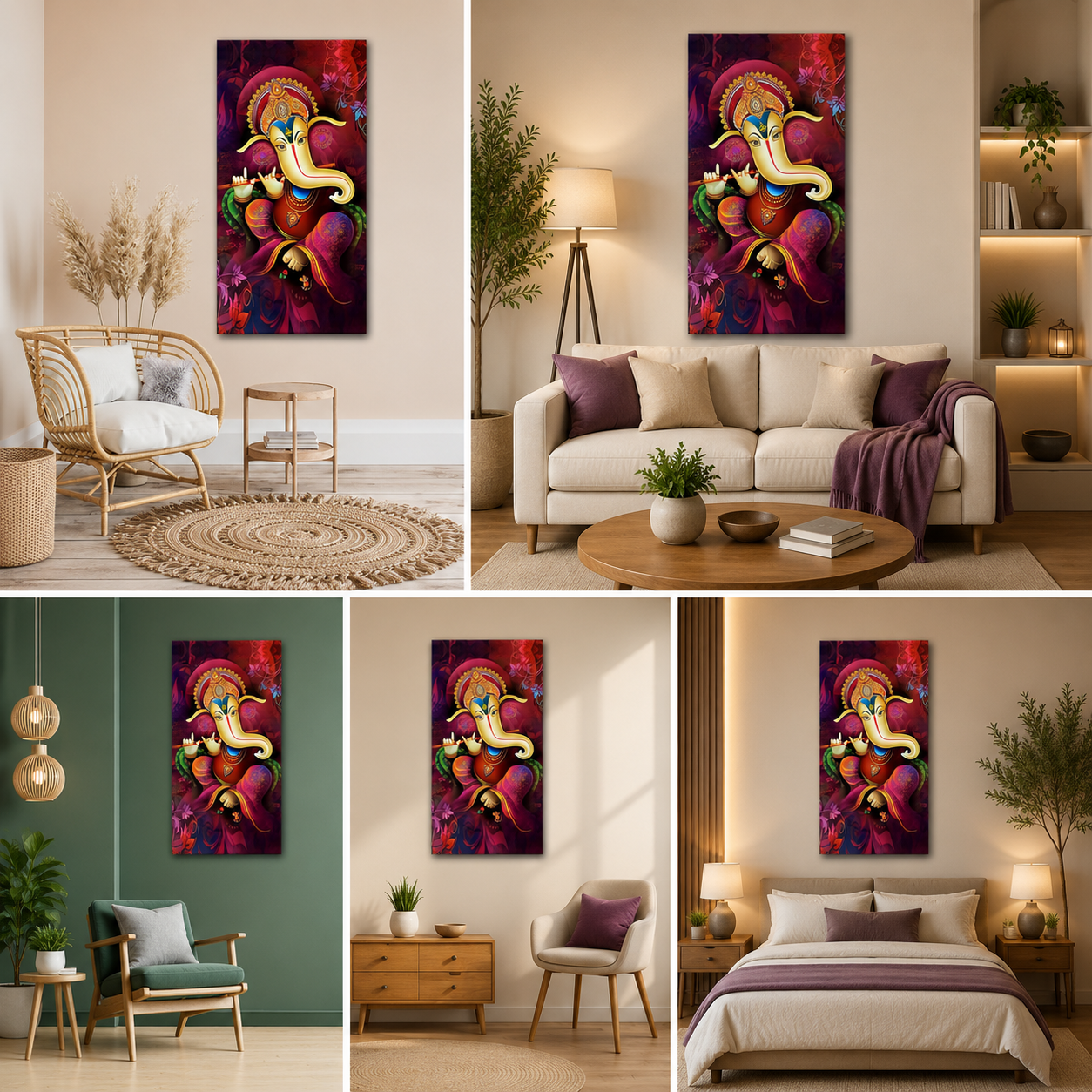 Meditating Lord Buddha Canvas Painting | Ganesha Decor for Living Room