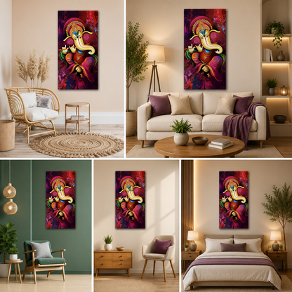 Meditating Lord Buddha Canvas Painting | Ganesha Decor for Living Room