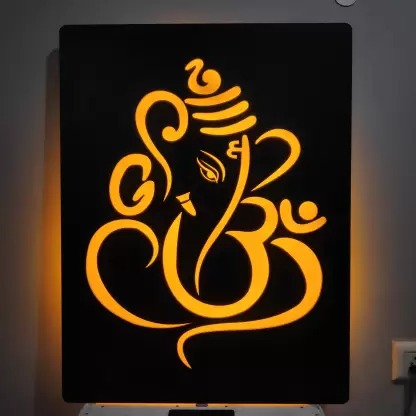 Lord Ganesha Led Acrylic Wall Decor for Living Room (12x18 In)