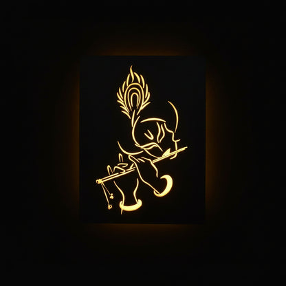 Lord Krishna Led Acrylic Wall Decor for Living Room (12x18 In)